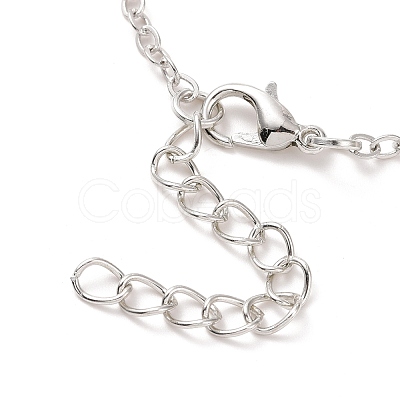 Glass Flat Round Pendant Necklace with Brass Chain NJEW-A003-01F-1