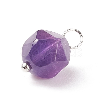 Faceted Natural Amethyst Pendants PALLOY-JF01694-03-1