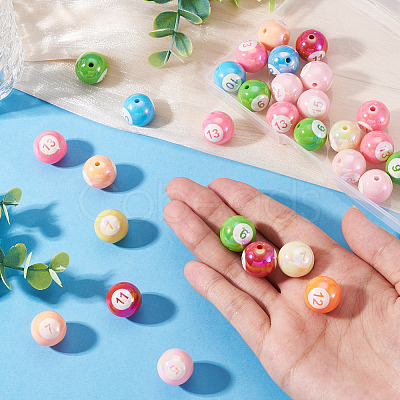 30Pcs Sports UV Plating Opaque Acrylic Beads PACR-TA0001-29-1