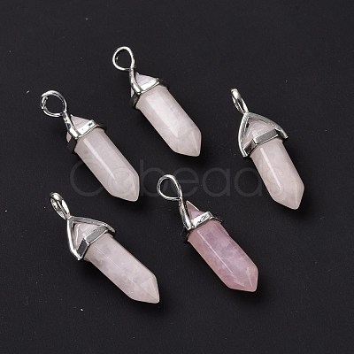 Natural Rose Quartz Pointed Pendants X-G-K329-52P-1