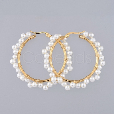 Beaded Hoop Earrings EJEW-JE03803-1
