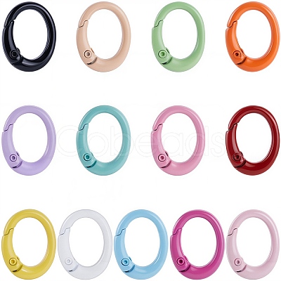 26Pcs 13 Colors Spray Painted Alloy Spring Gate Rings FIND-SC0011-85-1