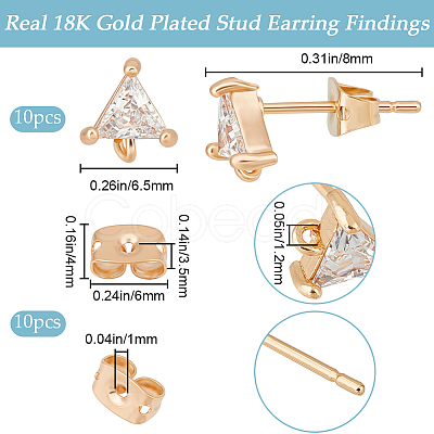 10Pcs Brass Stud Earring Findings KK-BBC0012-97-1