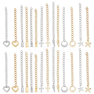 28Pcs 14 Style 304 Stainless Steel Chain Extender STAS-PH0004-70-1