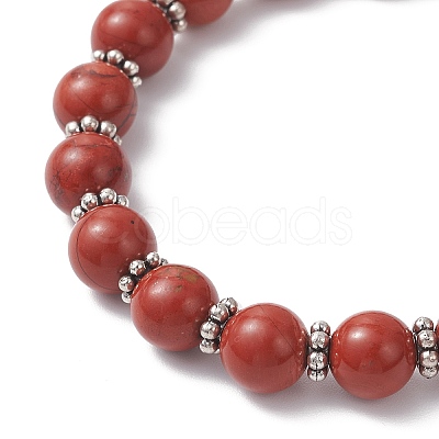 Natural Red Jasper Cross Charm Bracelets BJEW-JB12259-02-1