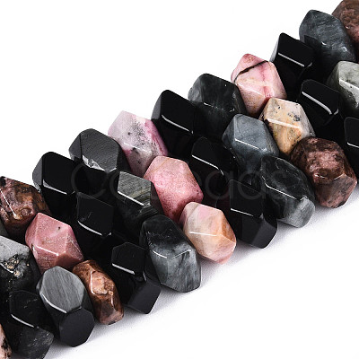 Natural Rhodonite & Eagle Eye & Obsidian Beads Strands G-N358-01A-03-1