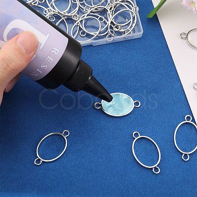 32Pcs Alloy Oval Open Back Bezel Connector Charms FIND-CA0011-77P-1