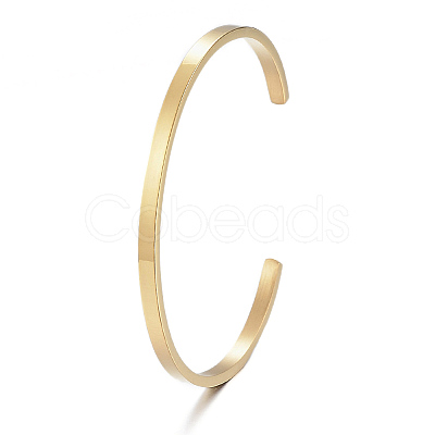 Ion Plating(IP) 304 Stainless Steel Cuff Bangles BJEW-K173-02G-1