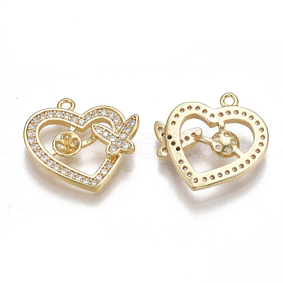 Brass Micro Pave Cubic Zirconia Peg Bails Pendants KK-T038-359G-1