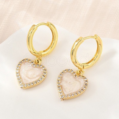 Brass Micro Pave Cubic Zirconia Hoop Dangle Earrings KK-CBA8324-16G-1