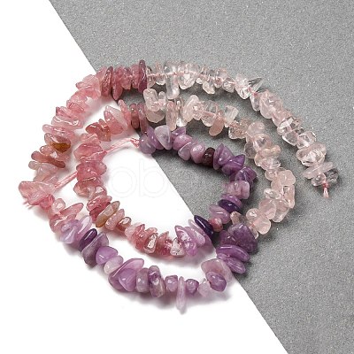 Natural Rose Quartz & Madagascar Rose Quartz & Amethyst Beads Strands G-L610-A08-B01-1