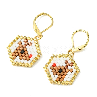 Christmas 304 Stainless Steel with Glass Cylinder Seed Beads Dangle Earrings EJEW-MZ00819-1