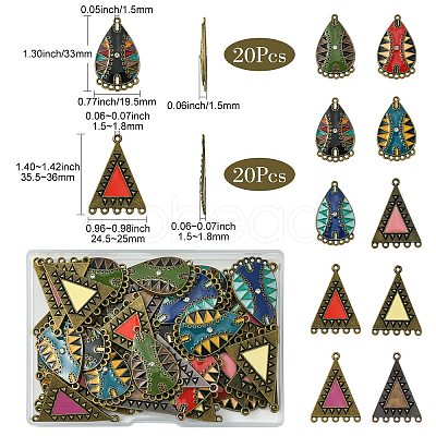 40Pcs 10 Styles Alloy Enamel Chandelier Component Links FIND-CJ0001-81-1