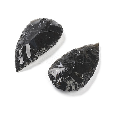 Rough Raw Hammered Natural Black Obsidian Beads G-H254-03-1