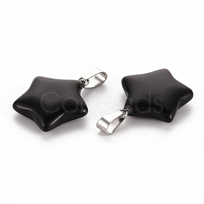 Star Natural Black Stone Pendants G-Q367-23-1