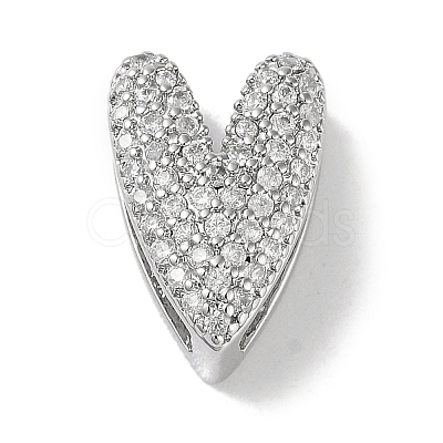 Rack Plating Brass Micro Pave Clear Cubic Zirconia Slide Charms KK-R163-10P-1