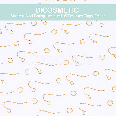 60Pcs 304 Stainless Steel Earring Hooks DIY-DC0001-53-1