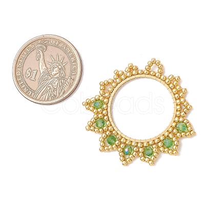 Glass Seed Beaded Flower Pendants PALLOY-MZ01237-02-1