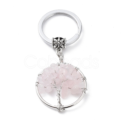 Natural Rose Quartz Keychain KEYC-E023-03E-1