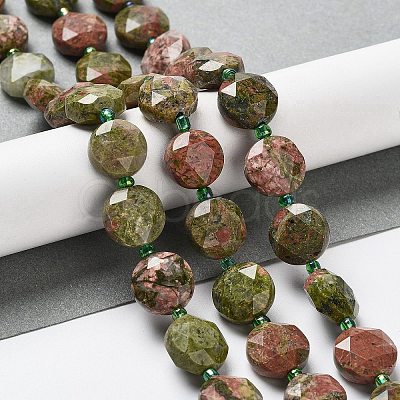 Natural Unakite Beads Strands G-NH0004-026-1