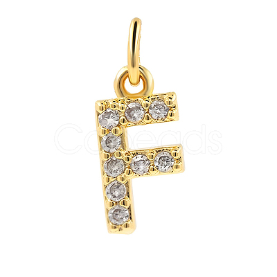 Brass Cubic Zirconia Pendants with Jump Rings FIND-PW0024-09F-1