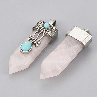 Natural Rose Quartz Pendants G-S292-05E-1