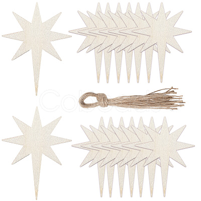 40Pcs Unfinished Wooden Star Pendants Set for Painting Arts WOOD-SP0001-43-1