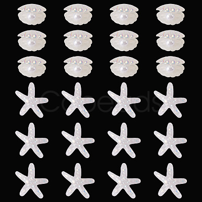 26Pcs 2 Styles UV Plating Ocaen Theme Transparent Resin Cabochons CRES-TA0001-54-1