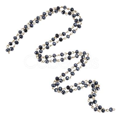 Handmade Rondelle Glass Beads Chains for Necklaces Bracelets Making AJEW-JB00037-03-1