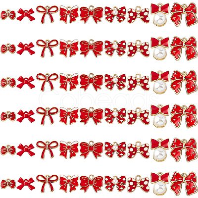 54Pcs 9 Styles Bowknot Alloy Enamel Pendants ENAM-DC0002-09B-1