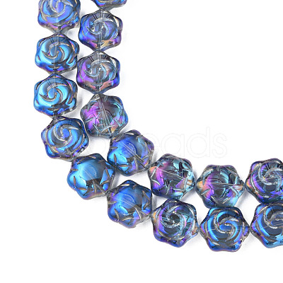 Electroplate Transparent Glass Beads Strands EGLA-N008-018-1