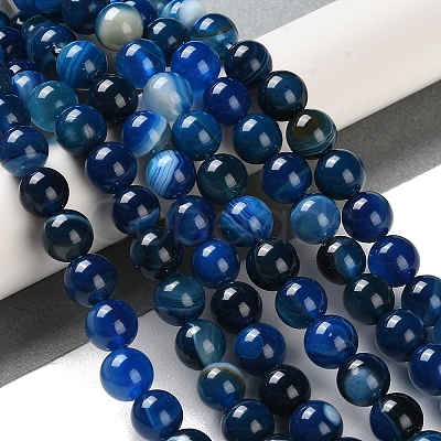 Natural Striped Agate/Banded Agate Beads Strands G-Z060-A01-B11-1