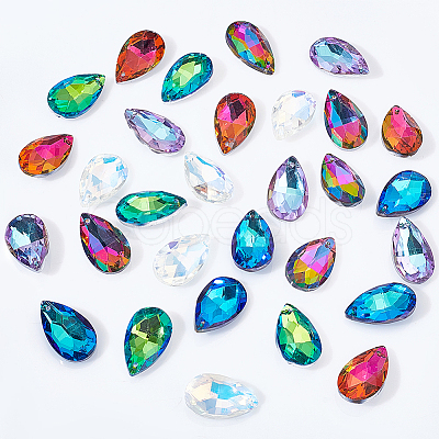 AHADERMAKER 30pcs 5 colors Glass Rhinestone Pendants EGLA-GA0001-09-1