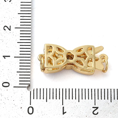 Brass Micro Pave Clear Cubic Zirconia Box Clasps KK-K385-095G-1