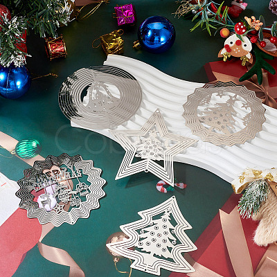 5Pcs 5 Styles Christmas 201 Stainless Steel Laser Cut Connector Charms STAS-TA0005-78-1
