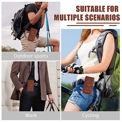 Rectangle Cowhide Mobile Phone Waist Belt Pouches AJEW-WH0596-953B-1