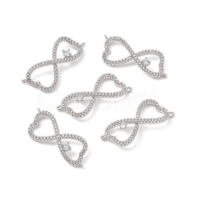 Brass Micro Pave Clear Cubic Zirconia Connector Charms KK-E068-VB391-1