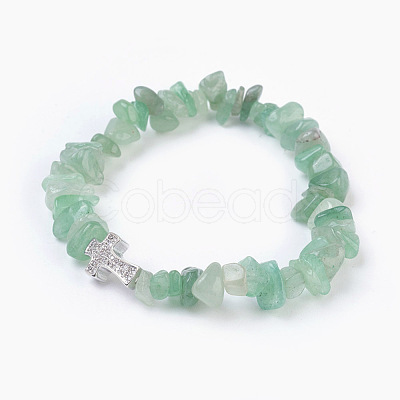Natural Green Aventurine Beads Stretch Bracelets BJEW-JB03926-08-1