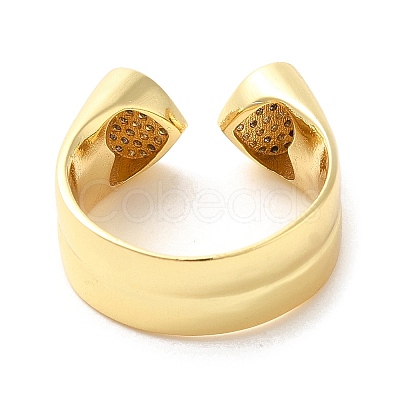 Brass Micro Pave Cubic Zirconia Open Cuff Rings RJEW-P098-13G-1