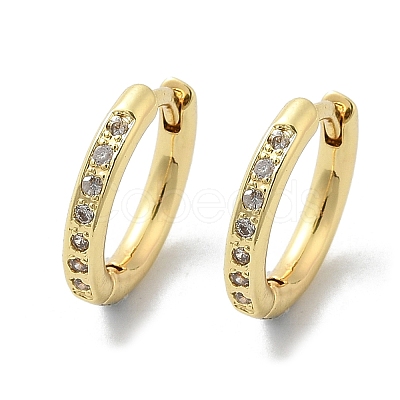 Brass Micro Pave Clear Cubic Zirconia Hoop Earrings LS-EJEW-D311-145G-1