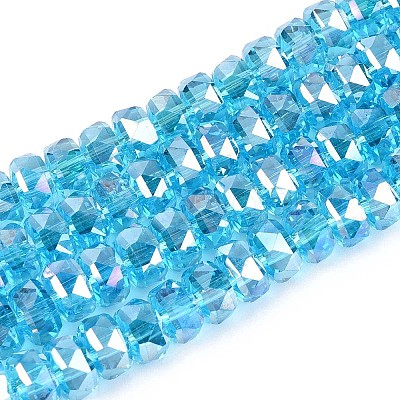 Electroplate Transparent Glass Beads Strands EGLA-N022-04A-D09-1