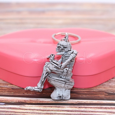 Skull Sitting on Toilet Pendant Keychain SKUL-PW0004-44-1