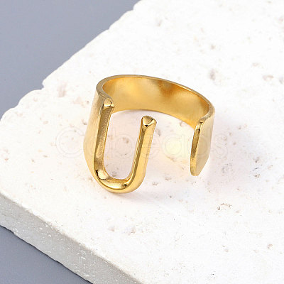 PVD Vacuum Plating 201 Stainless Steel Cuff Rings RJEW-Z032-01G-U-1