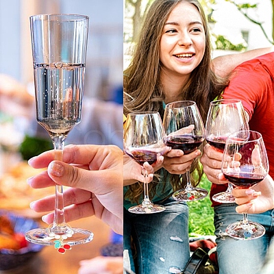 Alloy Enamel Wine Glass Charms AJEW-SC0002-10-1