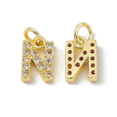 Real 18K Gold Plated Brass Micro Pave Clear Cubic Zirconia Charms KK-E068-VB452-N-1