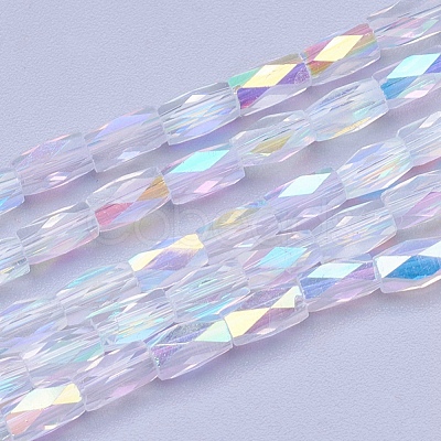 Electroplate Transparent Glass Beads Strands EGLA-E046-C01-1