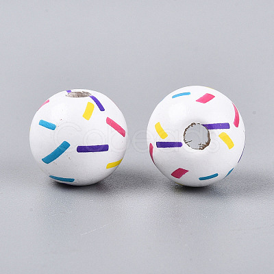 Spray Painted Schima Wood Beads WOOD-T032-37B-1
