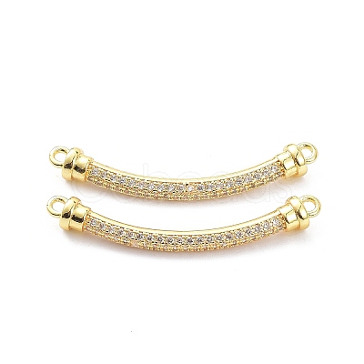 Brass Micro Pave Clear Cubic Zirconia Normal Link Connectors X-ZIRC-K086-31G-1