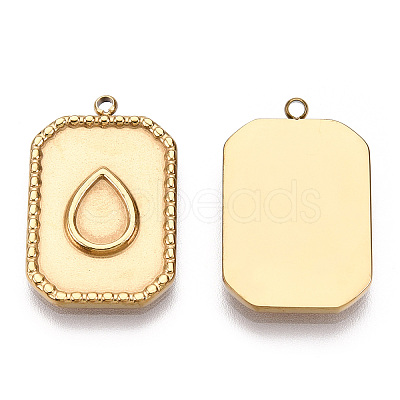 304 Stainless Steel Pendant Cabochon Settings STAS-T060-51G-1