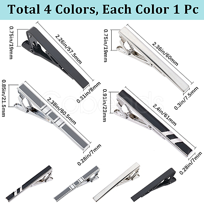 4Pcs 4 Styles Brass Tie Clip KK-GF0001-18-1